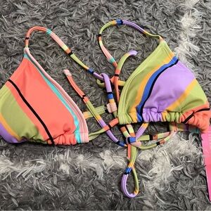 Ninety Nine Striped Bikini Top